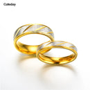 Anéis de Casal com Design Exclusivo de Onda – Aço Inoxidável Premium