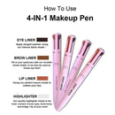 4-in-1 Makeup Pen Eye Liner Lip Liner Highlighter Long Lasting Eye Makeup Beauty Tool for Facial Cosmetics Supplies
