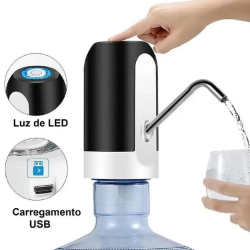 Bebedouro Bomba Elétrica Para Garrafão Galão D'água 5 a 20 LitrosRecarregável portátil para carregamento automático USB distribuidor