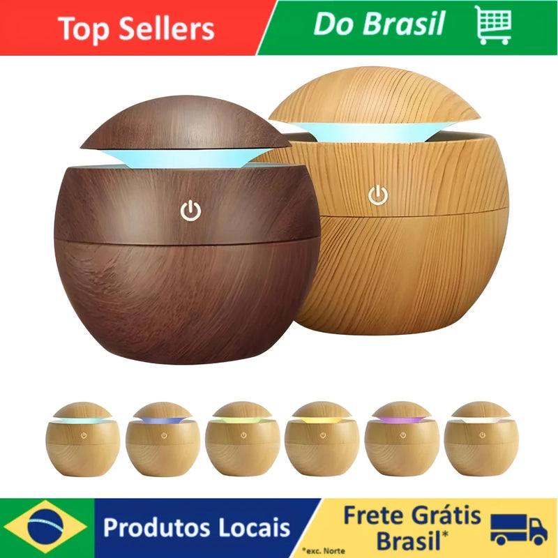 Difusor Aromatizador USB – Umidificador com 7 Cores e Óleos Essenciais para Bem-estar