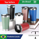 Copo Térmico 473ml – Com Lâmpada e Abridor de Inox, Ideal para Bebidas Quentes ou Geladas