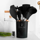 Kit 12 Peças de Utensílios de Cozinha em Silicone com Cabo de Madeira – Cores Variadas e Envio Imediato