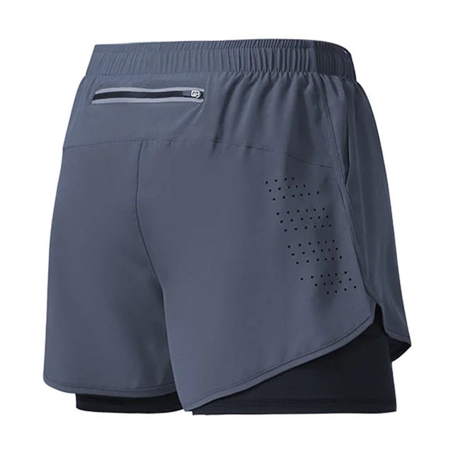 Shorts Masculino para Corrida – Secagem Rápida, Preto, Dupla Camada – Ideal para Treinos, Academia, Musculação e Esportes