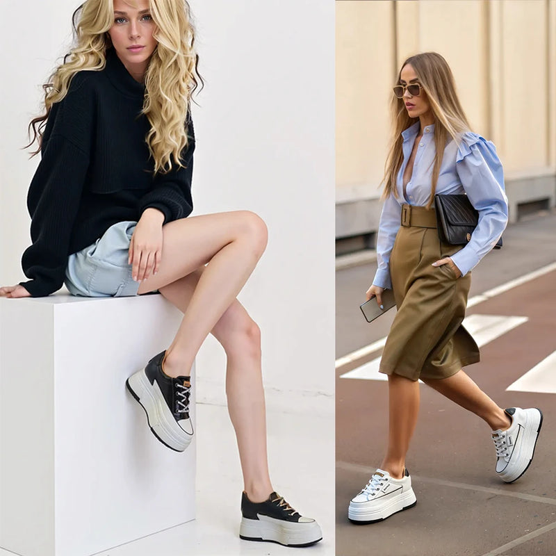 Tênis Plataforma Feminino Fujin em Couro Camurça Legitimo – Salto Alto de 9cm