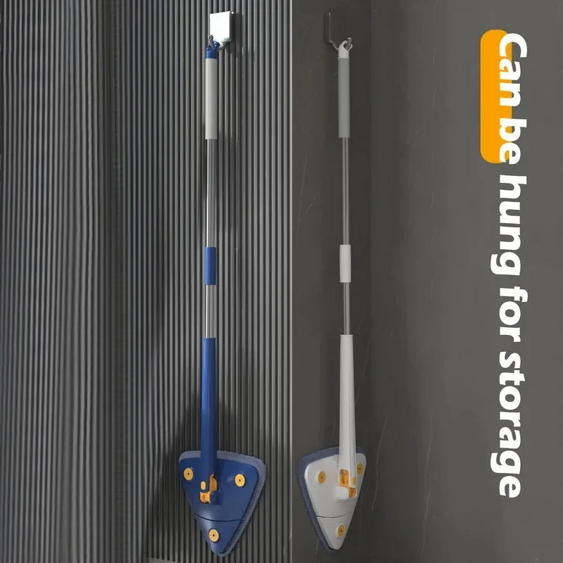 NOVO esfregão Triangular Estendido 360° – Torção X-Type com Enxágue Automático para Limpeza de Vidros, Banheiros, Piso, Teto e Pó Doméstico