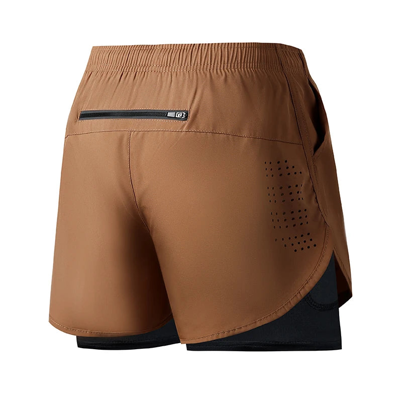 Shorts Masculino para Corrida – Secagem Rápida, Preto, Dupla Camada – Ideal para Treinos, Academia, Musculação e Esportes