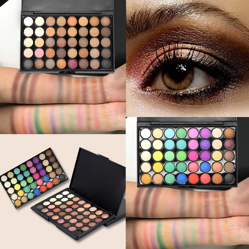 Paleta de Sombras 40 Cores – Glitter e Matte, à Prova d’Água, Longa Duração