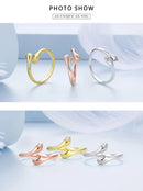 Anel Feminino BAMOER Abraço de Amor – Prata 925 Ajustável | Design de Mãos Entrelaçadas – 3 Cores Elegantes"