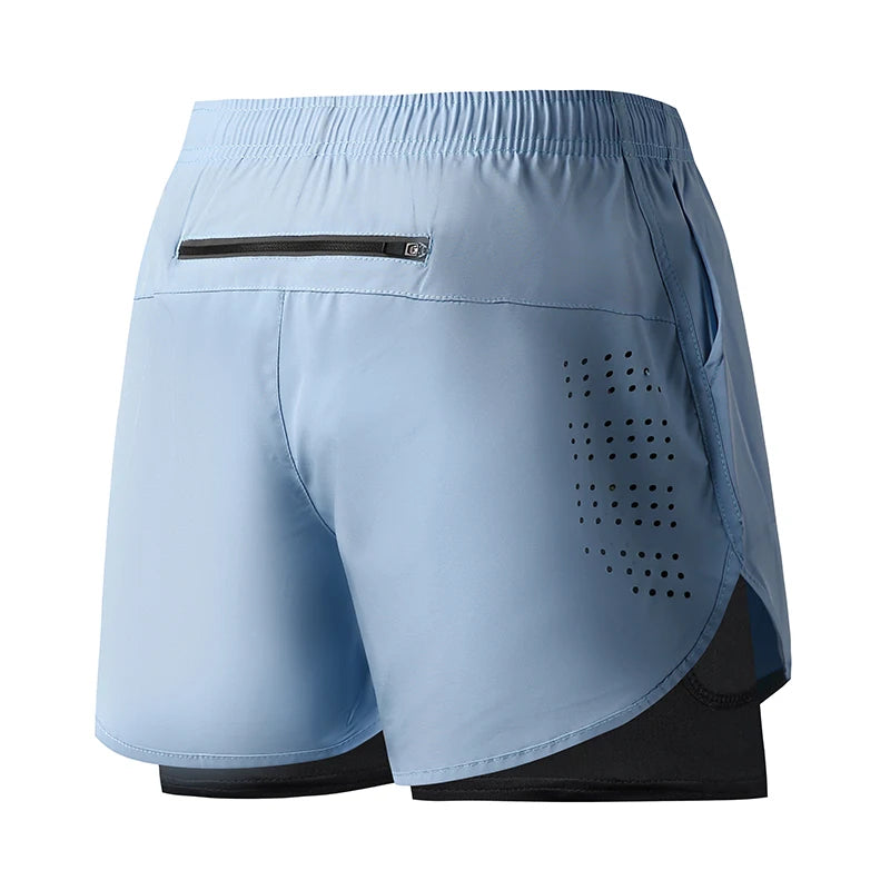 Shorts Masculino para Corrida – Secagem Rápida, Preto, Dupla Camada – Ideal para Treinos, Academia, Musculação e Esportes