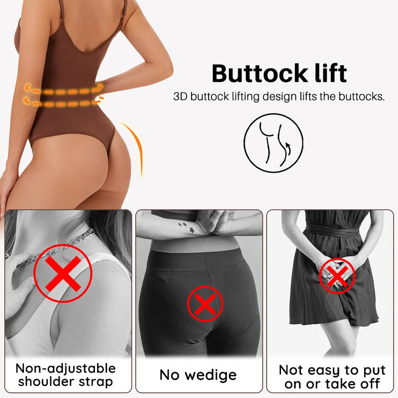 Body Modelador Fio Dental com Controle de Barriga, Redutor de Cintura.