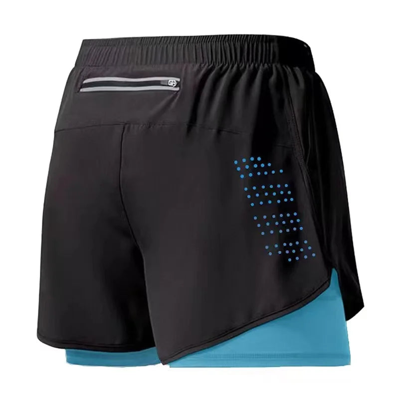 Shorts Masculino para Corrida – Secagem Rápida, Preto, Dupla Camada – Ideal para Treinos, Academia, Musculação e Esportes