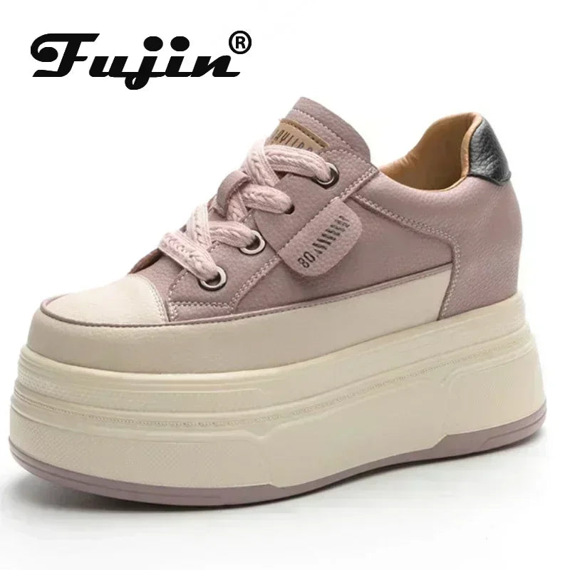 Tênis Plataforma Feminino Fujin em Couro Camurça Legitimo – Salto Alto de 9cm