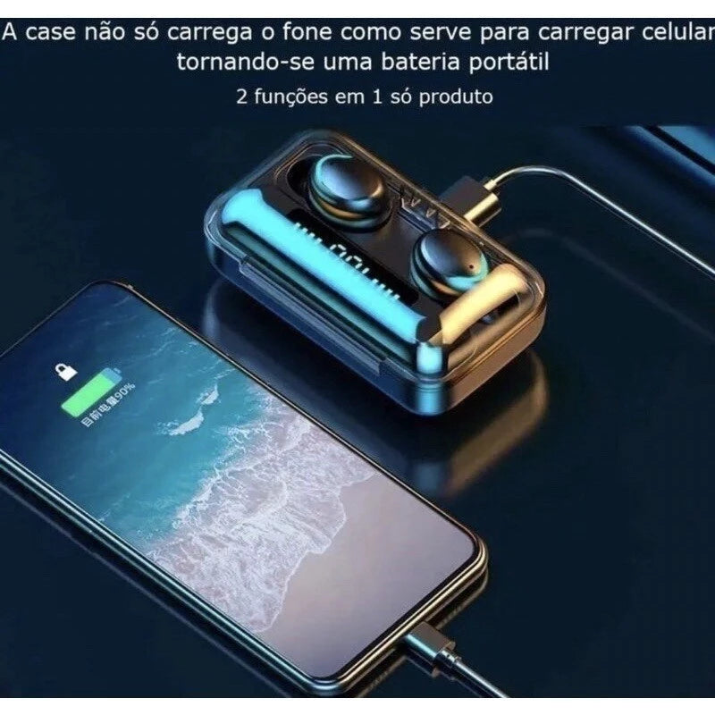 Fones M10 TWS Bluetooth 5.3 – Som Estéreo 9D, Caixa de Carregamento de 3500mAh e à Prova d'Água
